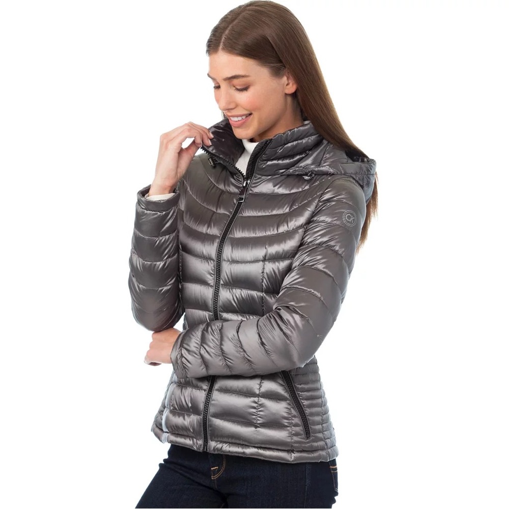 Calvin Klein Woman Packable Down 7° Warmth Puffer Jacket XS Black Hood